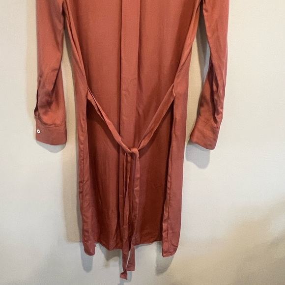 100% Silk dress Theory size Small Rust color - Picture 3 of 7